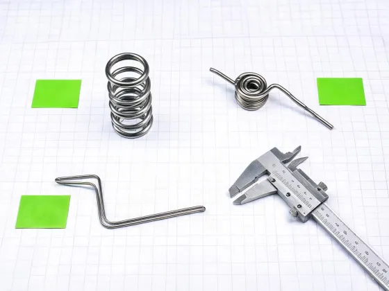 Springs and wire forms on a bench